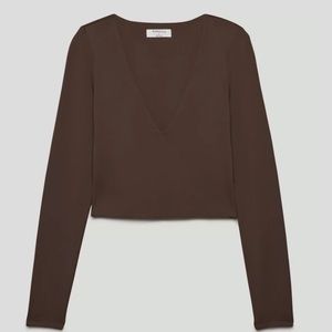 Contour V-Neck brown bodysuit from Aritzia